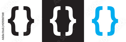 Bracket, braces,  icon. Ideal symbol for software, graphic design.  Isolated on white and black background. Vector illustration. EPS 10