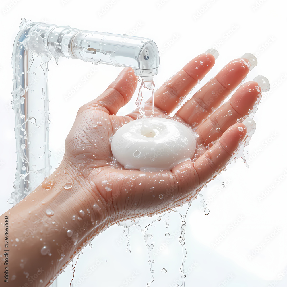 Fototapeta premium Washing Hands: Proper Handwashing Technique isolated on transparent background