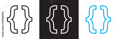 Bracket, braces,  icon. Ideal symbol for software, graphic design.  Isolated on white and black background. Vector illustration. EPS 10