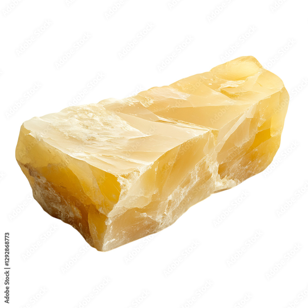 A Smooth Piece of Calcite With Creamy Yellow Color Isolated on Transparent Background A Smooth Piece of Calcite With Creamy Yellow Color Isolated on Transparent Background