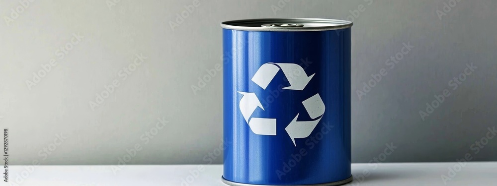 Promoting eco-friendly practices through a blue recycling container.