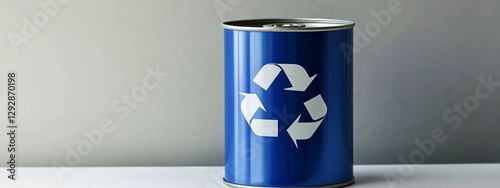 Obraz na płótnie Promoting eco-friendly practices through a blue recycling container. w salonie