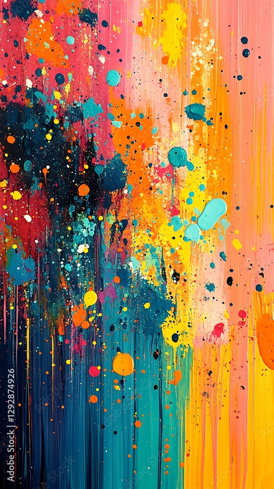 Fototapeta premium Colorful Abstract Acrylic Splashes Canvas