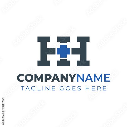 Letters HH Medical Plus Logo, for hospitals, clinics, pharmacy with H or HG initials