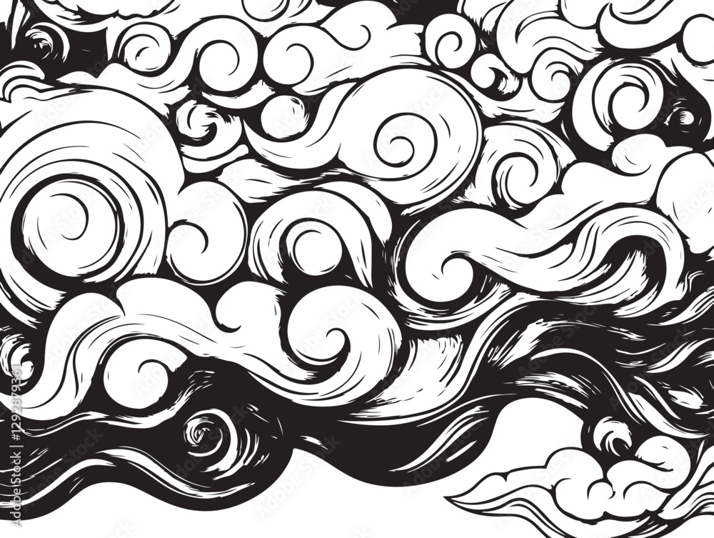 Fototapeta premium Eternal Clouds: The Dance of Ink and Sky 