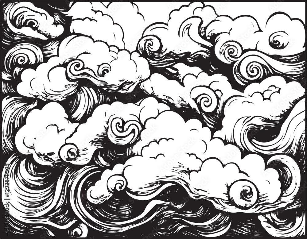 Fototapeta premium Eternal Clouds: The Dance of Ink and Sky 