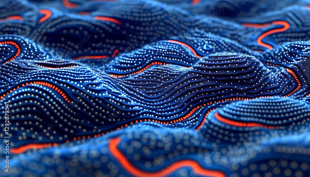 Abstract Blue Dotted Wave Landscape Abstract Blue Dotted Wave Landscape