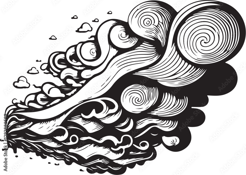 Fototapeta premium Eternal Clouds: The Dance of Ink and Sky 