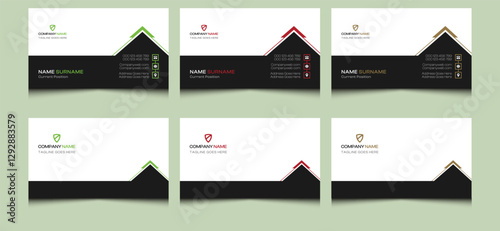 Simple black clean creative modern elegant editable corporate professional company construction property building home commercial agency house real estate name visiting business card template design.