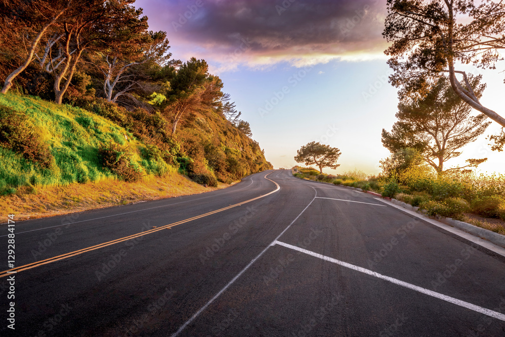 Streets and roads of Palos Verdes Estates, displaying clean neighborhood, community enhanced environment, lush landscape with ocean and countryside views