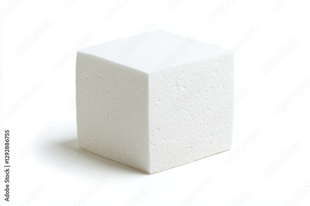 Isolated Styrofoam cube on white background with transparent edges Isolated Styrofoam cube on white background with transparent edges