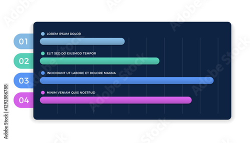 Horizontal bar graph with four segments, infographic template for data visualization, vector eps10 illustration