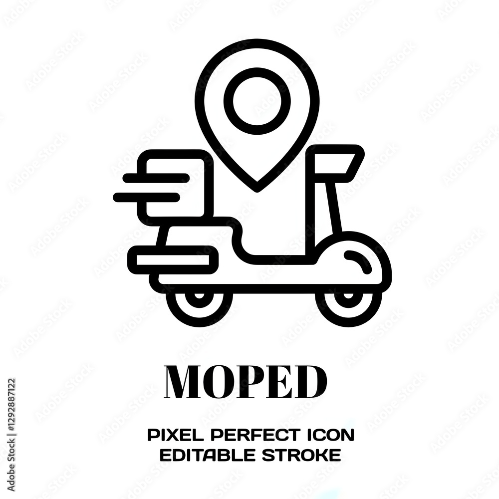 Moped symbol, featuring an editable stroke outline icon isolated on white background flat vector illustration. Pixel perfect Moped symbol, featuring an editable stroke outline icon isolated on white background flat vector illustration. Pixel perfect