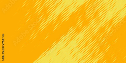 Yellow halftone pattern. Retro comic gradient background. Bright orange pixelated dotted texture overlay. Cartoon pop art faded gradient pattern