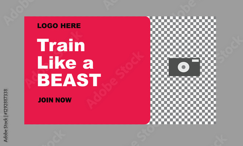 gym offset red color thumbnail design template