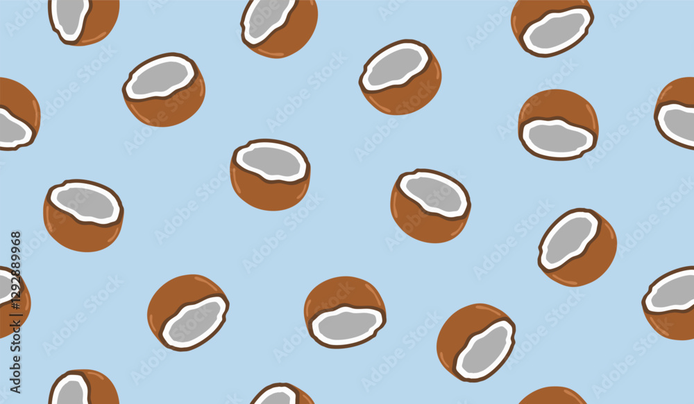 Obraz premium Cute coconut fruits pattern background vector design