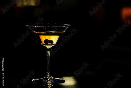 Wallpaper Mural Martini a vodka based cocktail with vermouth and olives on a dark backdrop with strong lighting Torontodigital.ca