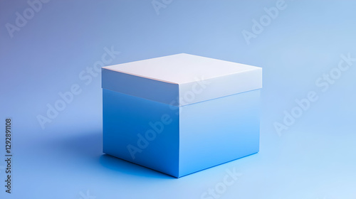 A minimalist blue gradient box on a soft blue background, perfect for product packaging or branding designs.