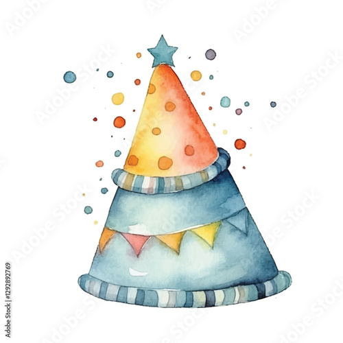 watercolors Cute birthday hat illustration 