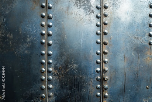 metal sheet with a riveted seam and scratches