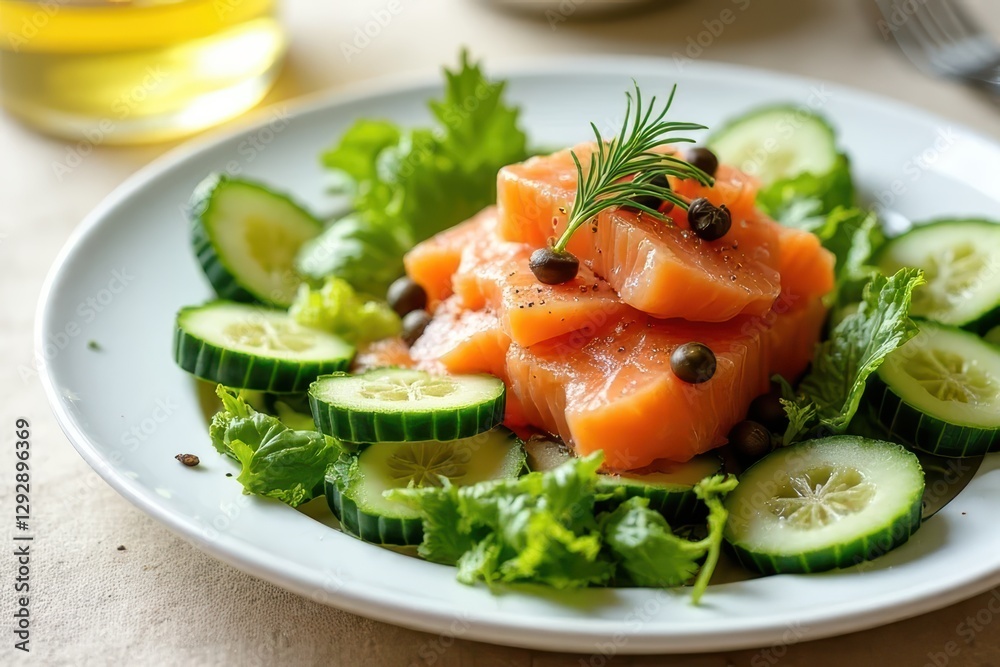 Fresh Salmon and Cucumber Salad with Dill-Caper Vinaigrette Fresh Salmon and Cucumber Salad with Dill-Caper Vinaigrette