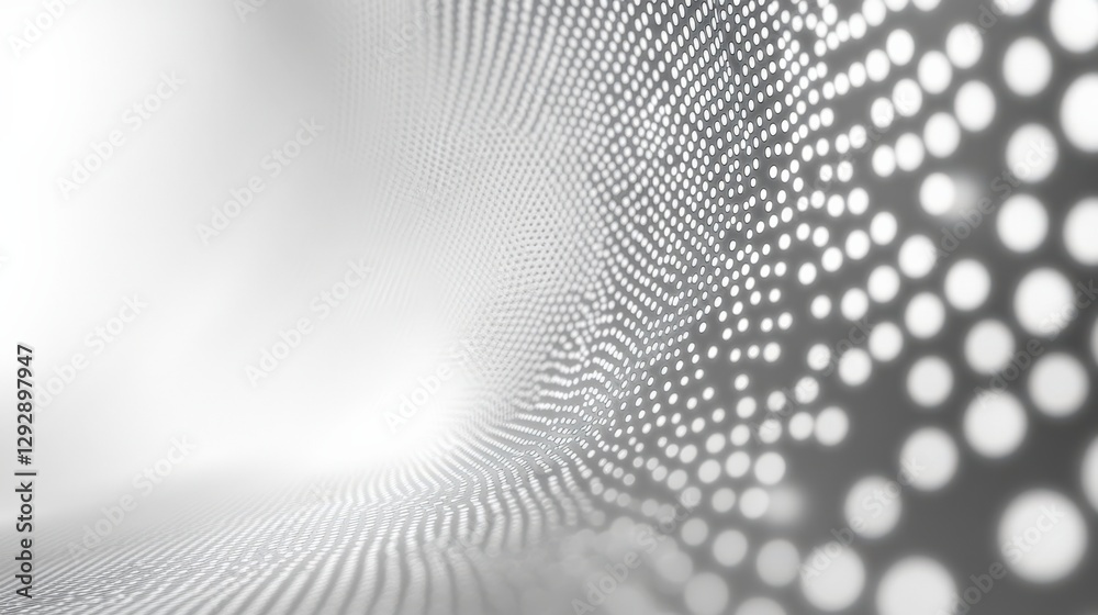Abstract Visual of Undulating White and Gray Dots on a Light Background Creating a Continuum of Depth and Motion Effects Abstract Visual of Undulating White and Gray Dots on a Light Background Creating a Continuum of Depth and Motion Effects