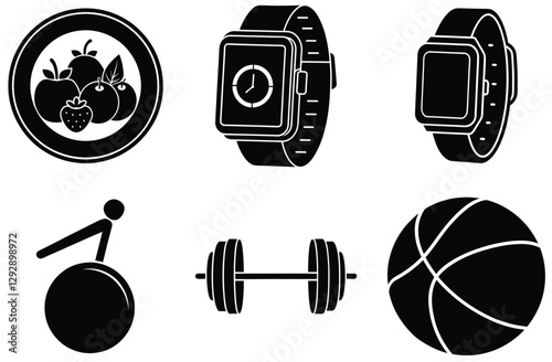 Set of fitness item vector icon