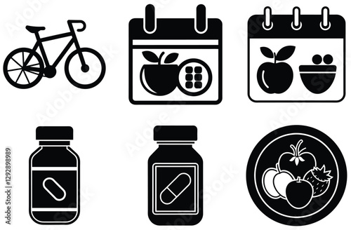 Set of fitness item vector icon