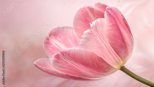 Pink Tulip's Delicate Beauty: A close-up of a single pink tulip, showcasing its soft petals and elegant form against a subtle blurred background.