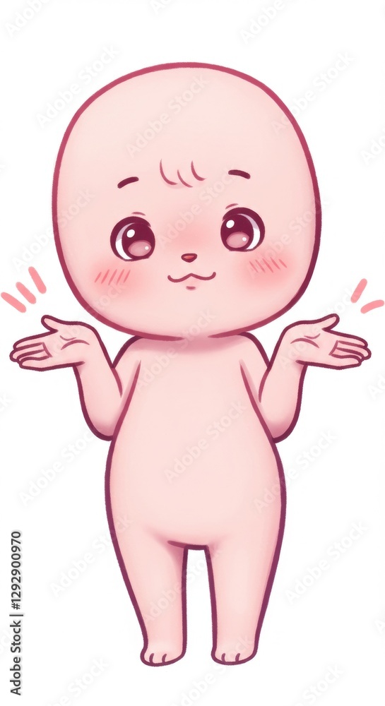 Cute cartoon character with a playful expression, shrugging its shoulders in a minimalist style - shrug emoji Cute cartoon character with a playful expression, shrugging its shoulders in a minimalist style - shrug emoji