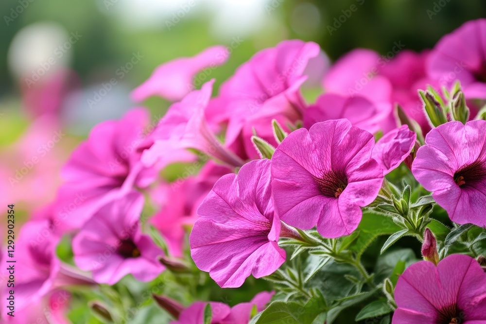 Fototapeta premium Pink petunia blooms in the garden