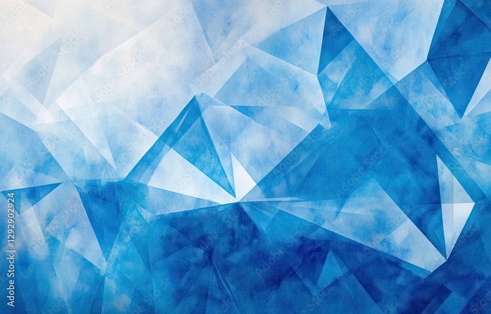 Obraz premium Soft blue watercolor background with abstract geometric shapes and paper texture for modern web design, branding, and creative packaging.