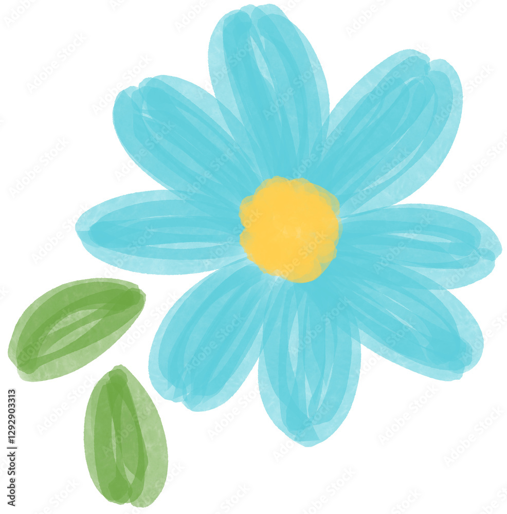 Obraz premium Illustration of a small Blue Daisy flower blooming