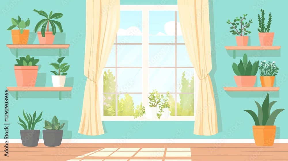 custom made wallpaper toronto digitalCozy Indoor Plant Decor in Bright Room with Sunny Window View