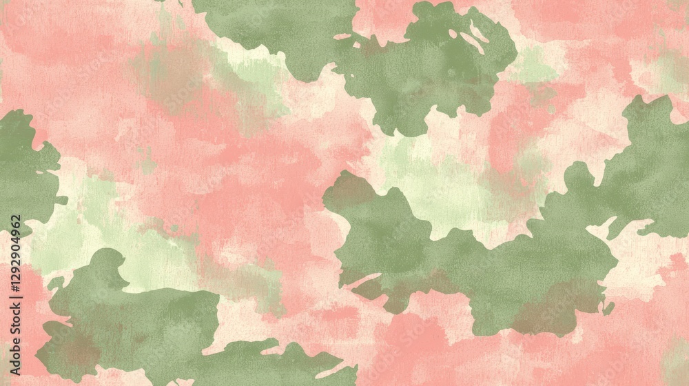 Obraz premium Abstract Watercolor Pattern in Soft Green and Pink Hues