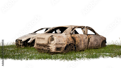 old abandoned car isolated