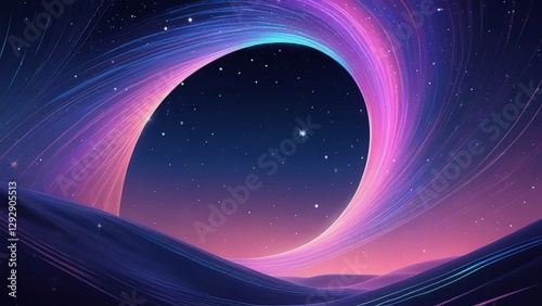 Cosmic portal journey surreal landscape digital art night sky perspective imagination