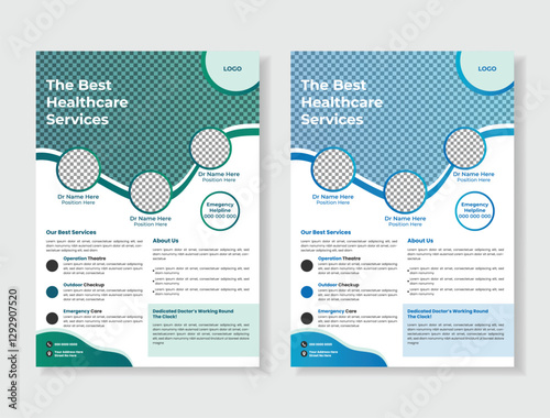 Corporate healthcare medical flyer design size a4 colorful design template