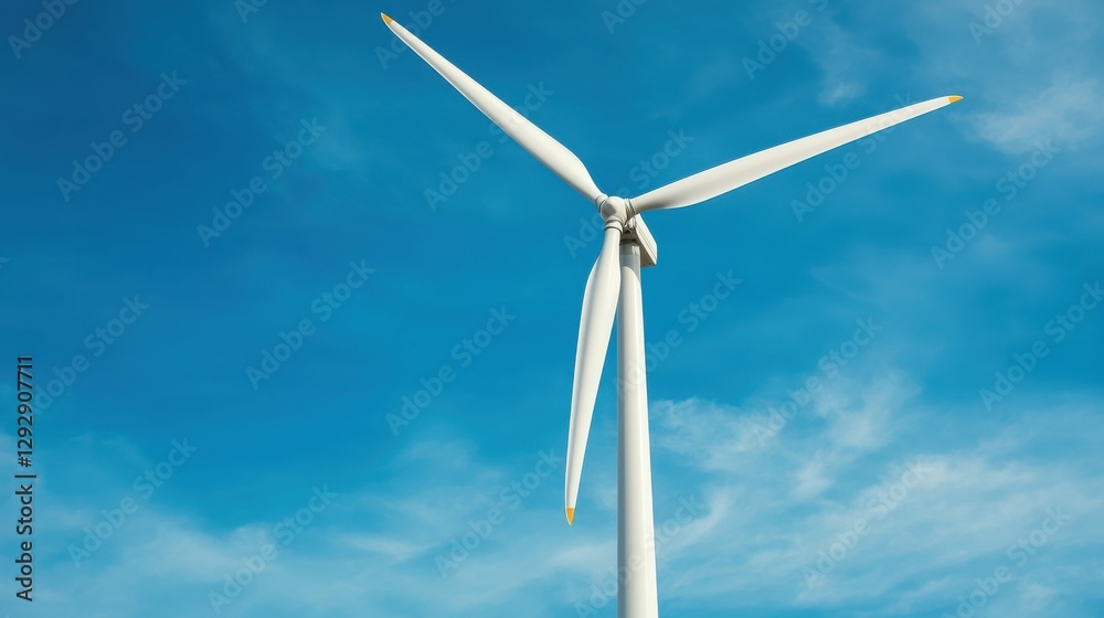 A tall wind turbine stands against a clear blue sky, showcasing clean energy technology and sustainable practices. A tall wind turbine stands against a clear blue sky, showcasing clean energy technology and sustainable practices.
