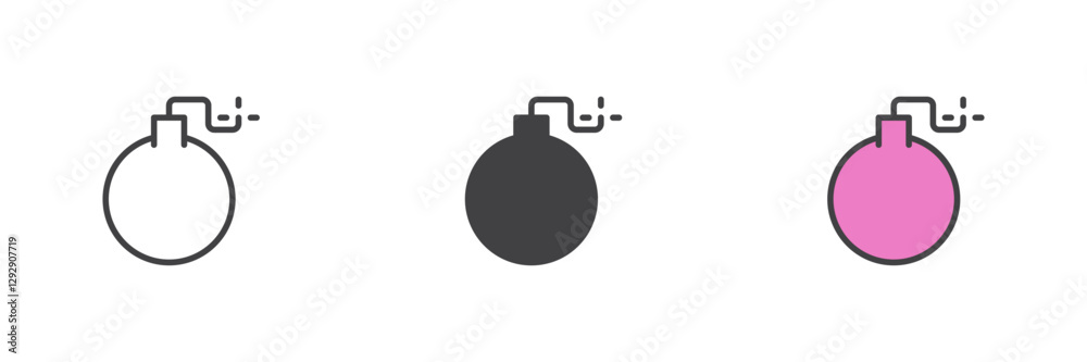 Bomb fuse different style icon set Bomb fuse different style icon set