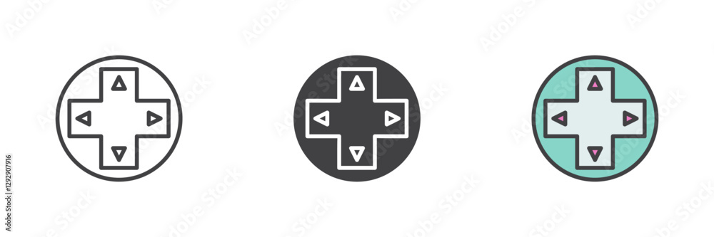 Video game directional pad different style icon set Video game directional pad different style icon set