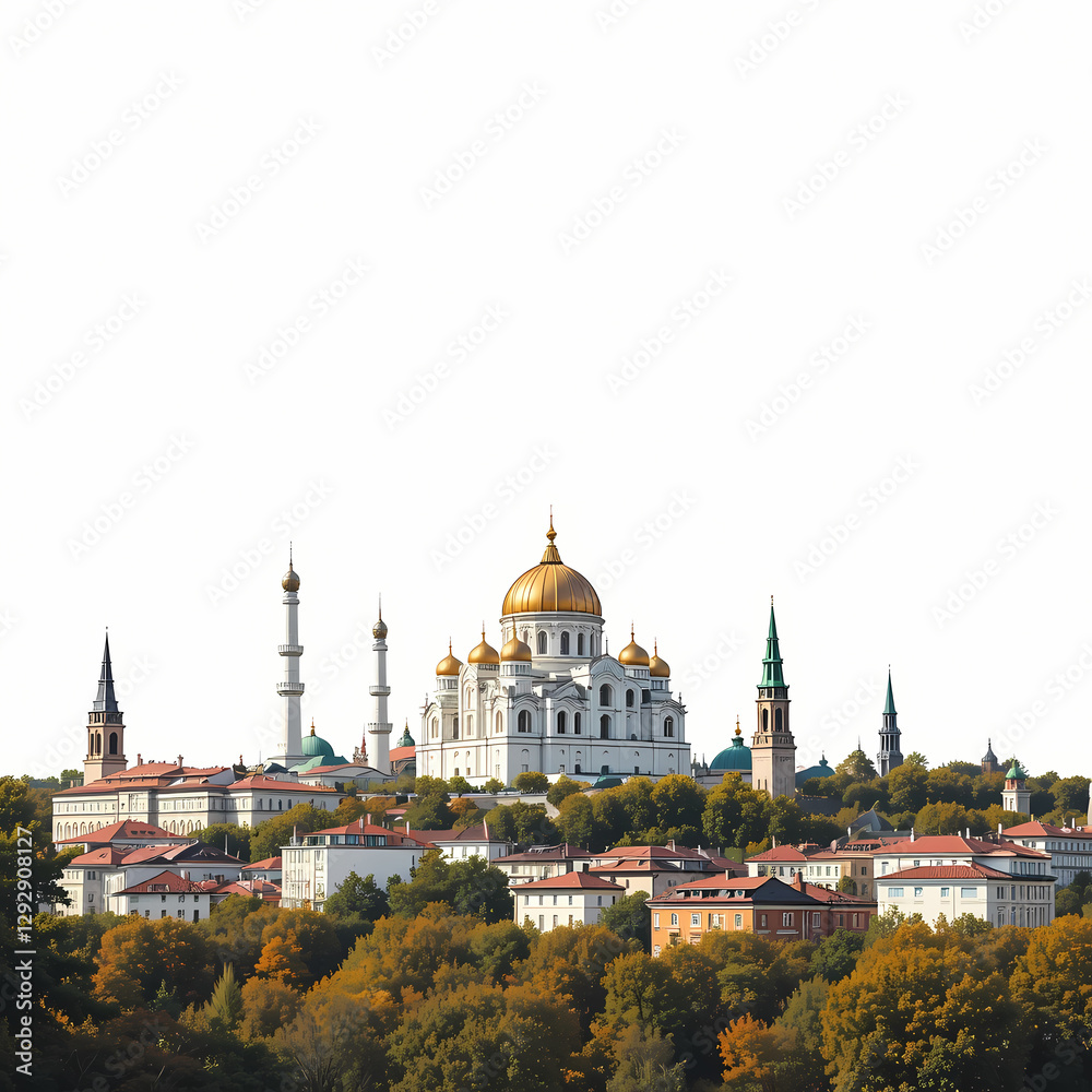 Obraz premium Christ the Savior Cathedral, Moscow: Stunning Cityscape isolated on transparent background