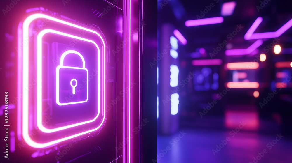 Futuristic password authentication interface with floating neon security lock featuring advanced cybersecurity encryption smart access protection and high-tech digital privacy verification Futuristic password authentication interface with floating neon security lock featuring advanced cybersecurity encryption smart access protection and high-tech digital privacy verification