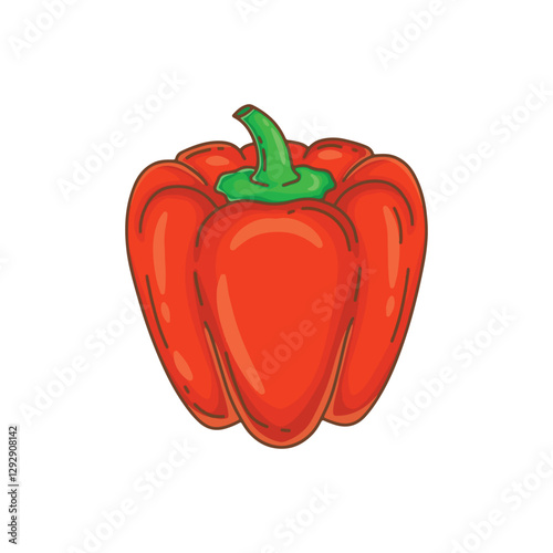 Red bell pepper isolated on white background. Vector illustration of fresh paprika.