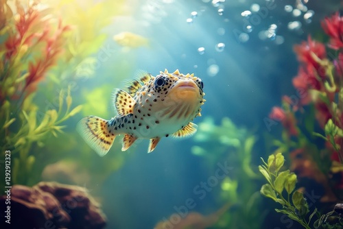sighted puffer fish in an aquatic tank