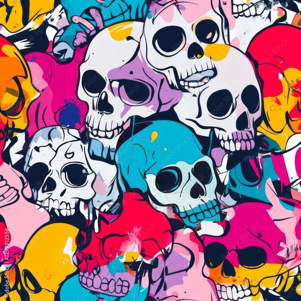 Colorful Skull Graffiti Pattern Colorful Skull Graffiti Pattern