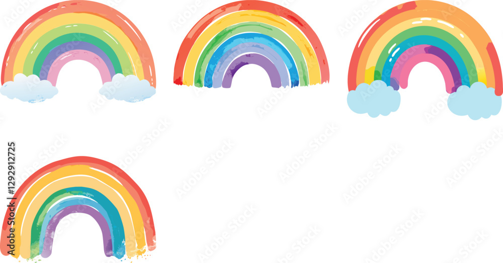 Obraz premium Rainbow watercolor vector art design on white background 