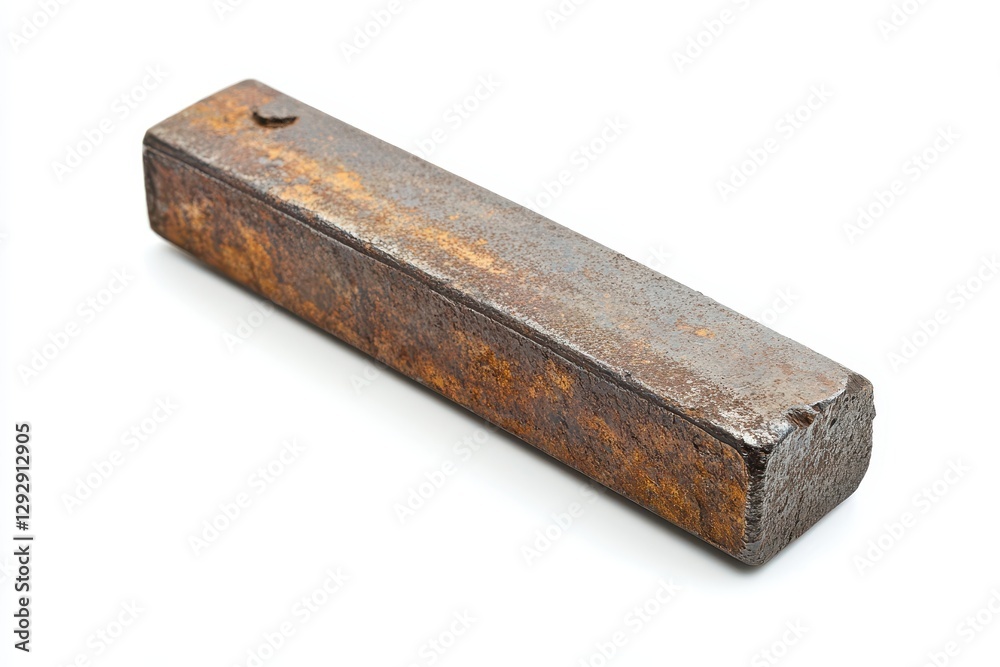 Single rounded square steel bar on white background Single rounded square steel bar on white background