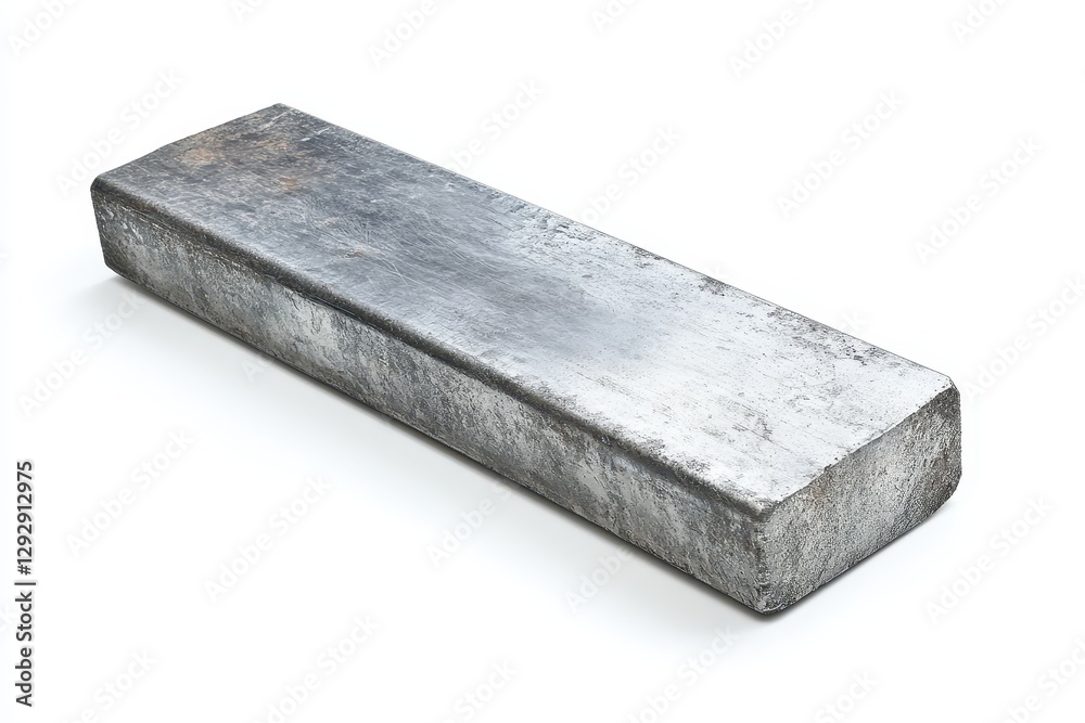 Single metal sheet or elongated bar on white backdrop Single metal sheet or elongated bar on white backdrop