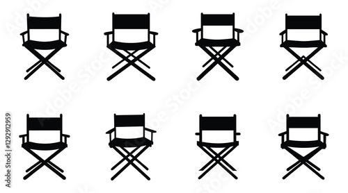 Director chair silhouette vector set for film and theater